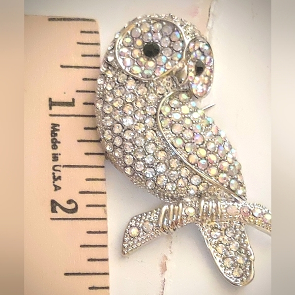 Vintage OPC Snowy Owl Aurora Borealis Brooch Pin - Picture 7 of 8